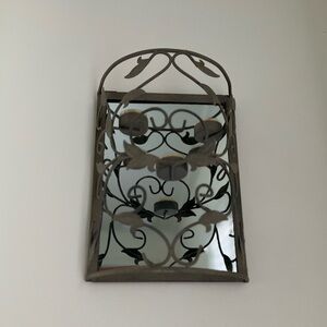 Cast Iron mirrored wall hanging decor three votive cup holders